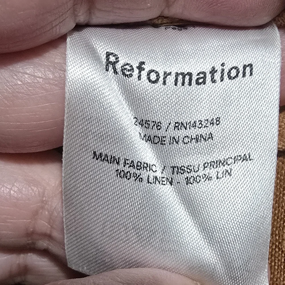 Reformation Linen‎ Trouser Tan size 0